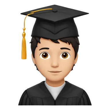 male graduate with tan skin, short wavy hair black sticker
