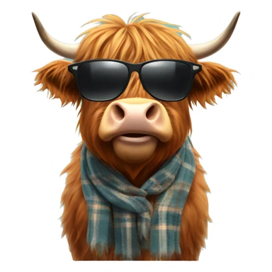 Highland cow wearing sunglasses sticker