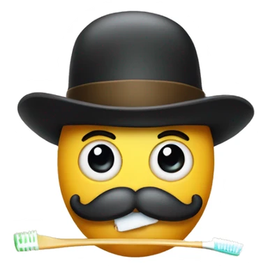Emoji with toothbrush moustache with bowler hats  sticker