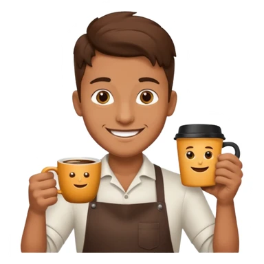 barista with one big cup of coffee sticker