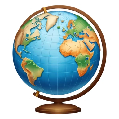 An icon featuring a globe, a compass, and topographic maps, symbolizing geography. The design includes mountain ranges, rivers, and coordinates, representing the study of Earth's physical features, climates, and environments. Transparent background highlights geographic research and exploration. sticker