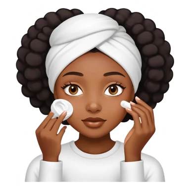 Black girl applying face cream for skincare routine sticker