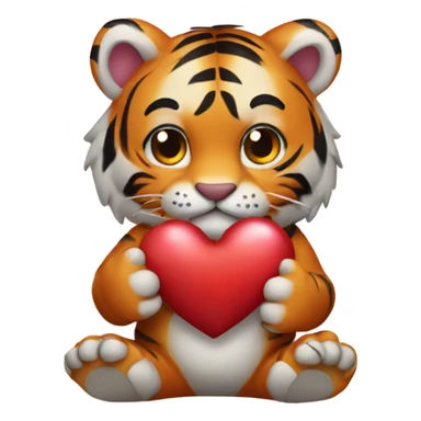 Tiger holding a heart  sticker