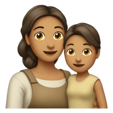 Mamá e hija castañas abrazadas sticker