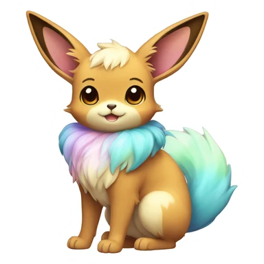 Kawaii Shiny Colorful Pastel Eevee Full Body sticker