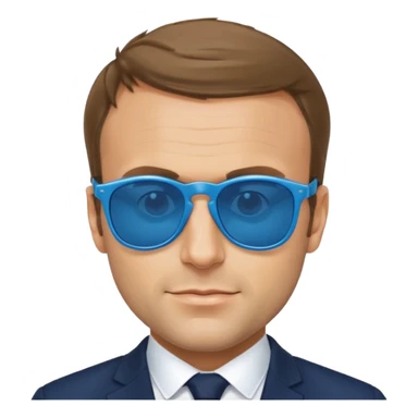 Emmanuel macron with blue sunglassesEmmanuel macron with blue sunglasses sticker