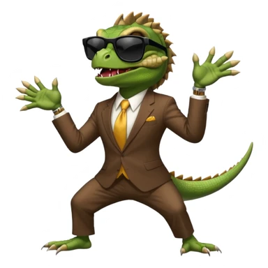 capitalist iguana banker godfather with black sunglasses breakdance scaring sticker