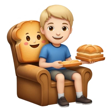 A boy sit on bread chair sticker