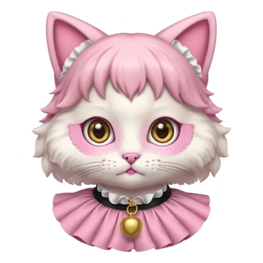 neko with big eyes, bell ruffle coller pink  sticker