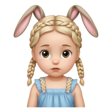 bunny ear accessory wearing baby braided hair sad  sticker