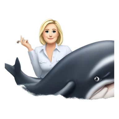 Marine le pen sur une baleine sticker