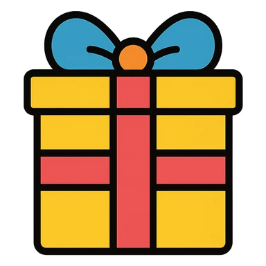 colored gift box with ribbon icon sticker