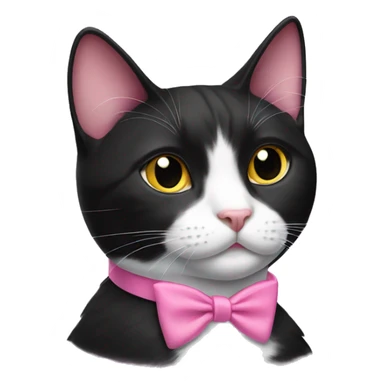 tuxedo cat wearing pink collar sticker