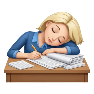 Elementary school teacher napping on desk with papers sticker