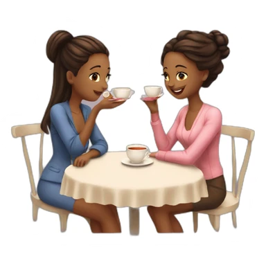 gossip over tea two girl friend sticker