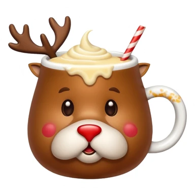 cute reindeer sipping hot eggnog sticker