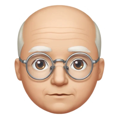 chauve cheveux blanc visage rond lunette gros sourcils sticker