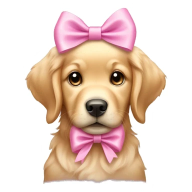 female golden retriever puppy with pink bows above her ears sticker