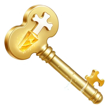 Radiant vitamin K2 appearing as a bright golden key next to a bone that glows with a magical light. The key and bone are connected by shimmering particles, showing how K2 unlocks bone strength and health. sticker