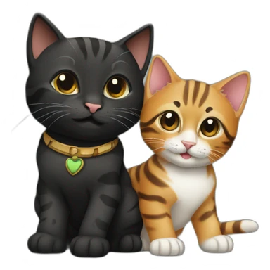 two-cats-bengal-and-cat-black-kitten-together sticker