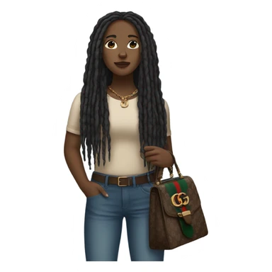 Light skinned black woman with long dreadlocks holding Gucci bag  sticker