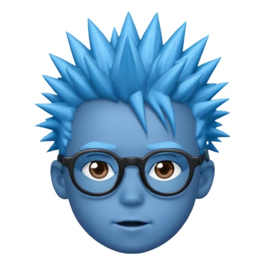 blue spiky haired kid with glasses sticker