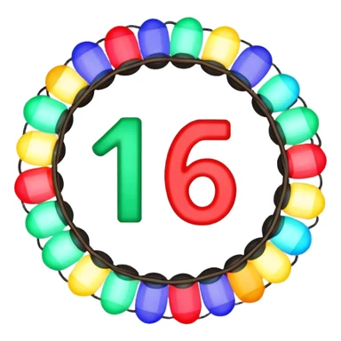 the numbers "1637" with Christmas lights wrapping it sticker