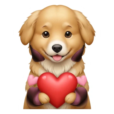 Golden retriever dog with a heart sticker