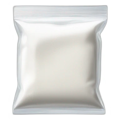 small square transparent ziplock bag, halfway filled with white powder sticker