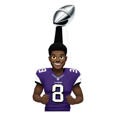 Lamar Jackson holding Super Bowl trophy sticker