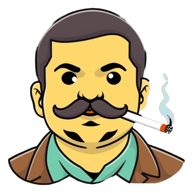 El Chapo drug lord with mustache smoking marijuana sticker