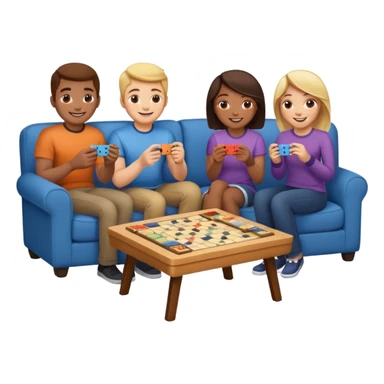 group of friends on couch playing a game sticker