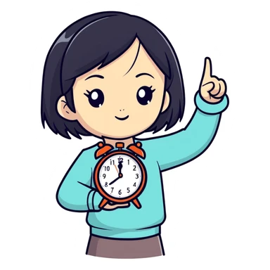 Asian baddie girl black hair with clock it fingers  sticker