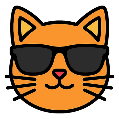 cat wearing sunglasses color icon sticker