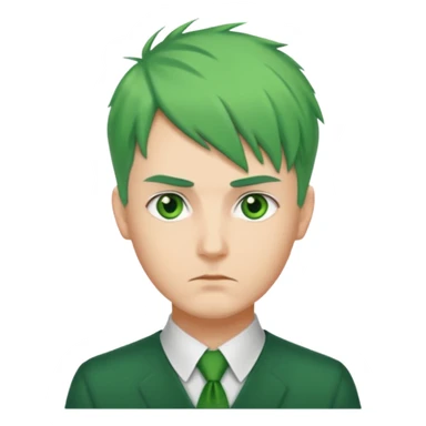 Man with Green Ponytail – green tied hair, calm serious face. sticker