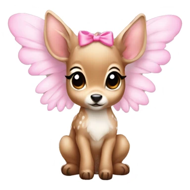 Baby fawn with pink bow and angel wings sticker