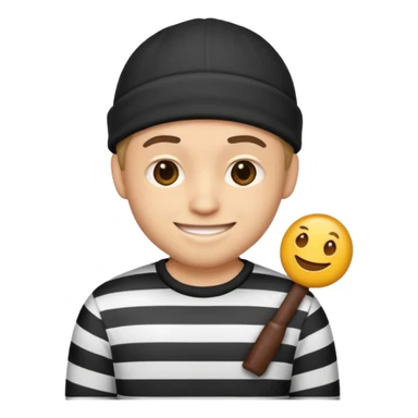 A theif robber emoji,Stripped shirt. sticker