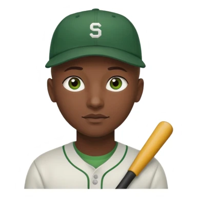 Black bald guy with a baseball cap, brown eyes & a white girl brown hair with green eyes no baseball cap sticker