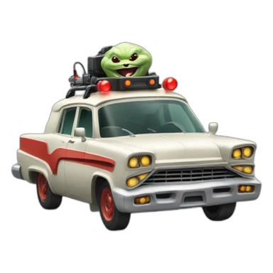 zuul ghostbuster driving a car looking happy sticker
