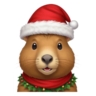 Una capibara con gorro navideño sticker