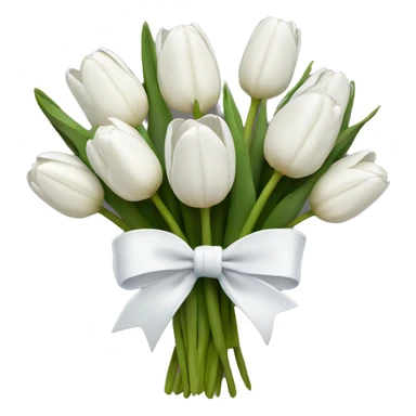 white tulip bouquet with a white bow holding the flowers together sticker