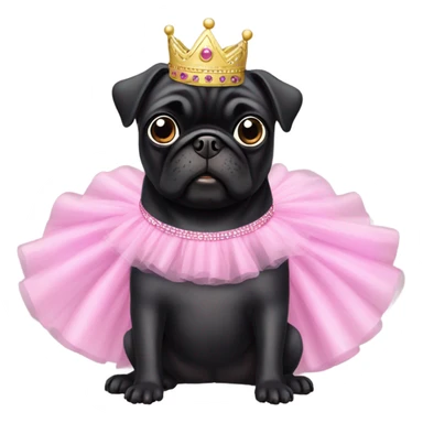 Black pug as a princess in pink tutu dress sticker