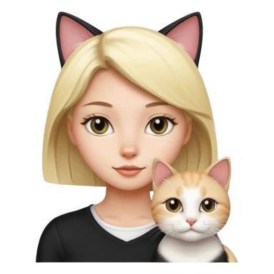 black and white cat blonde girl sticker