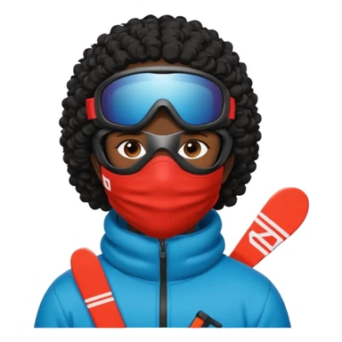 make a yn in a ski mask but but the mask is only covering his mouth and his hair is curly and black and ski goggles on his hair sticker