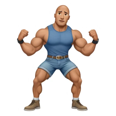 Dwayne the rock Johnson flexing in denim short shorts sticker
