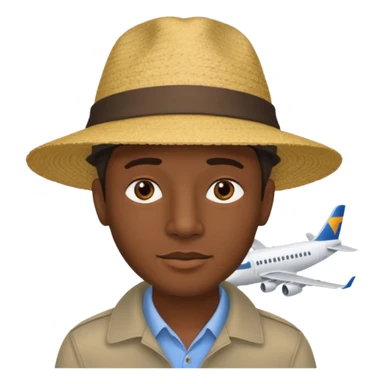 Visage homme créole réunionnais avec chapeau arrive avion sticker