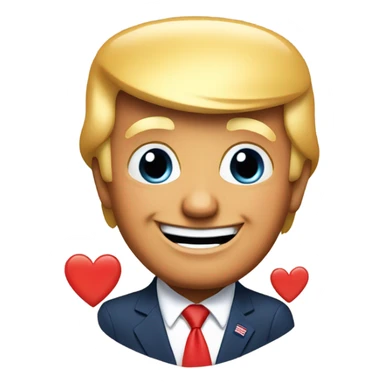 Donald Trump in love smiling with hearts for eyes sticker