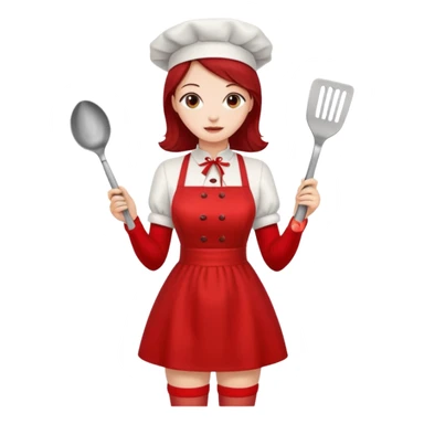pinup girl in dress and stocking while cooking sticker