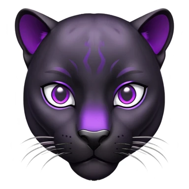 sleek black panther with bright purple eyes, happy face sticker