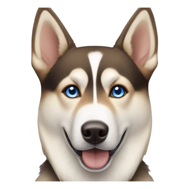 Brown Husky and German shepherd mix dog with two blue eyes sticker